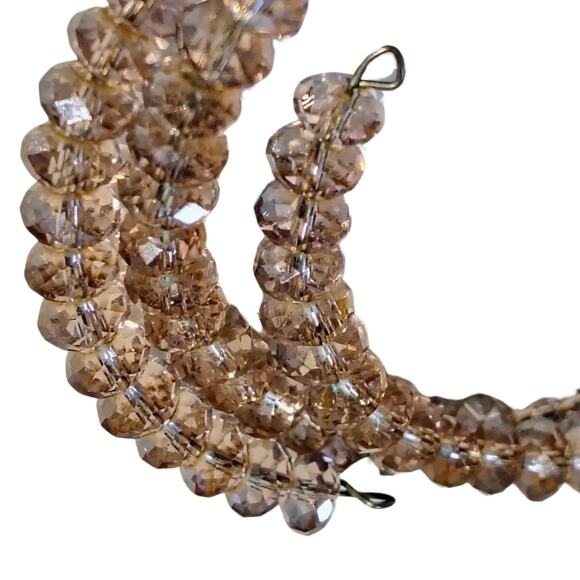 Mauve Purple Crystal Bead Memory Wire Double Strand Bracelet - Picture 3 of 4